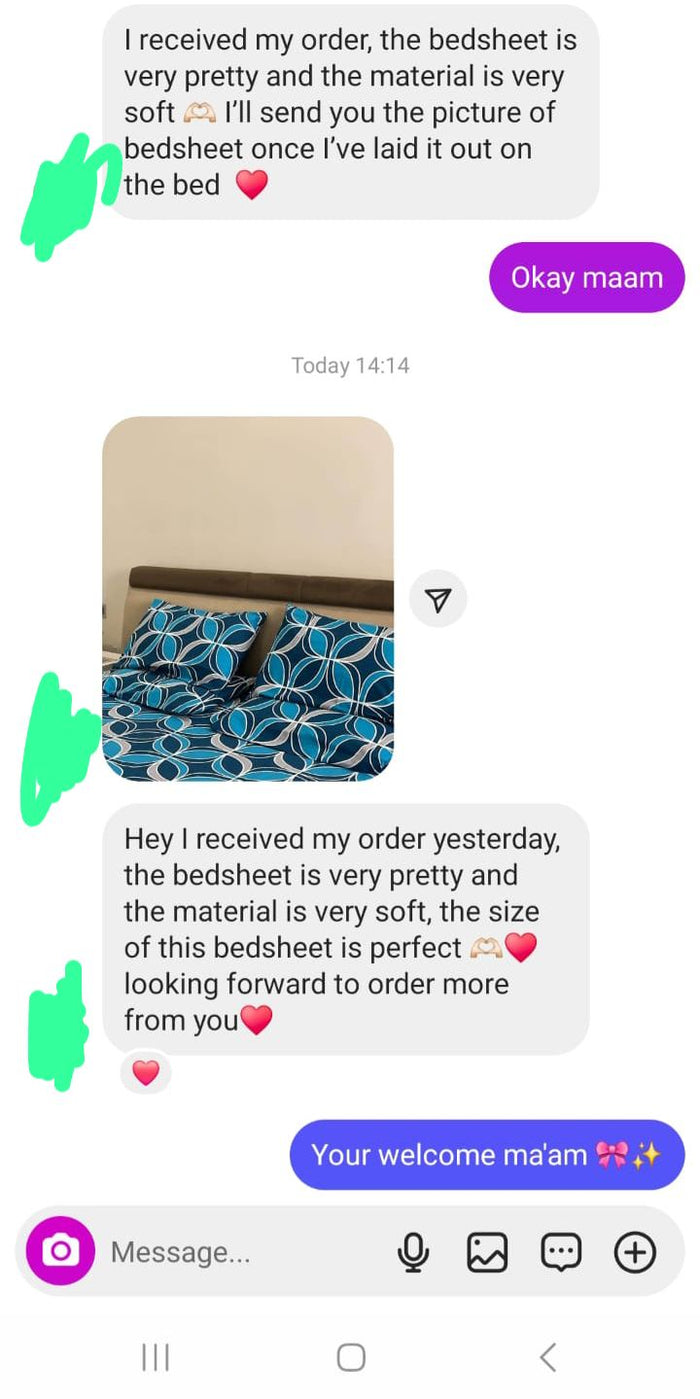 Customer feedback screenshot shared with Colour Home