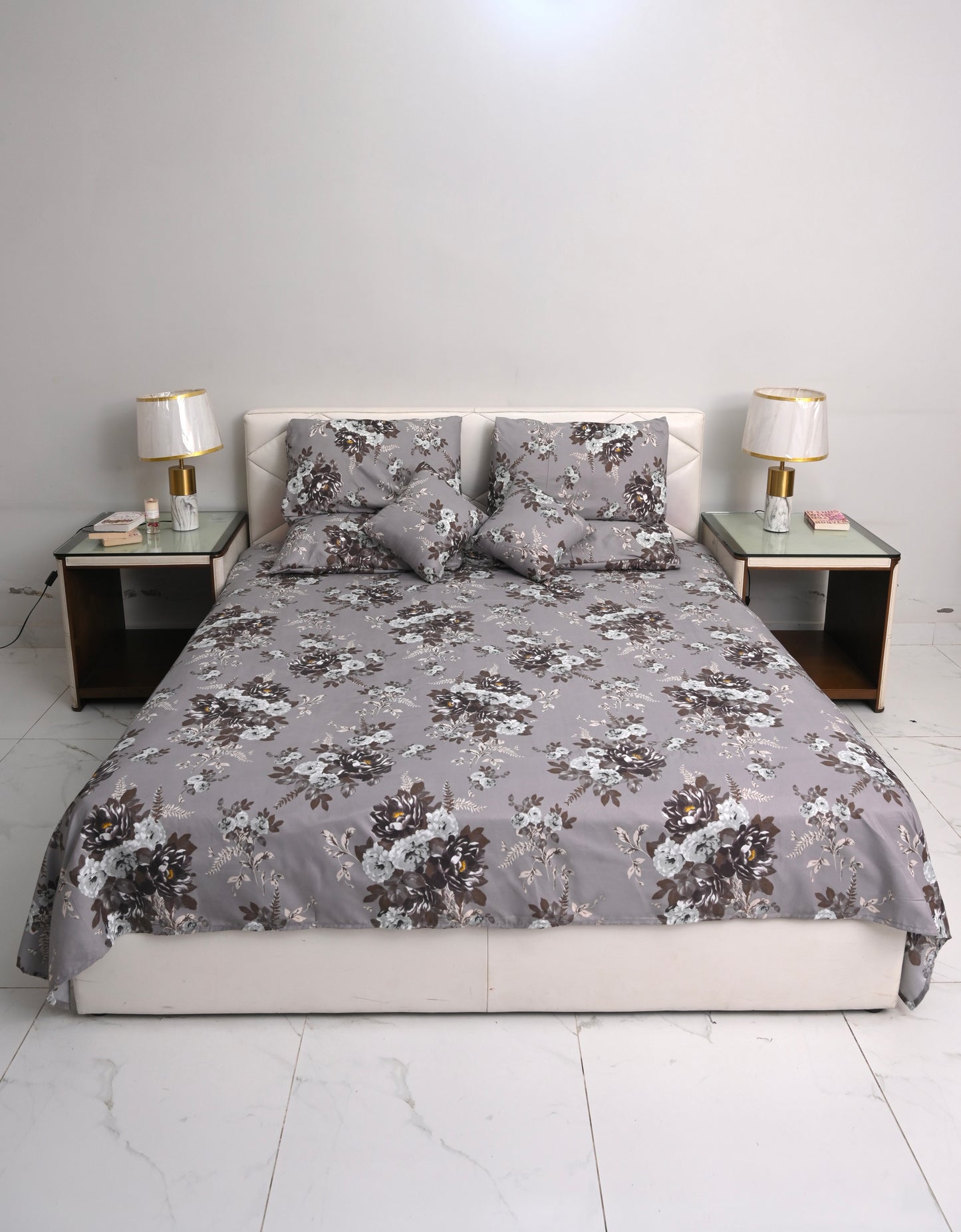 Ash Rose Printed Bedsheet Set