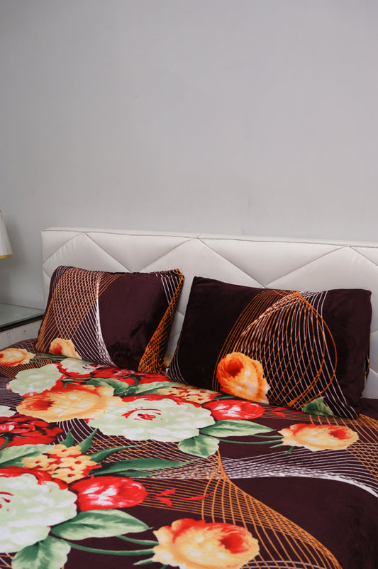 Mocha Rose - 200 GSM fleece bedsheet