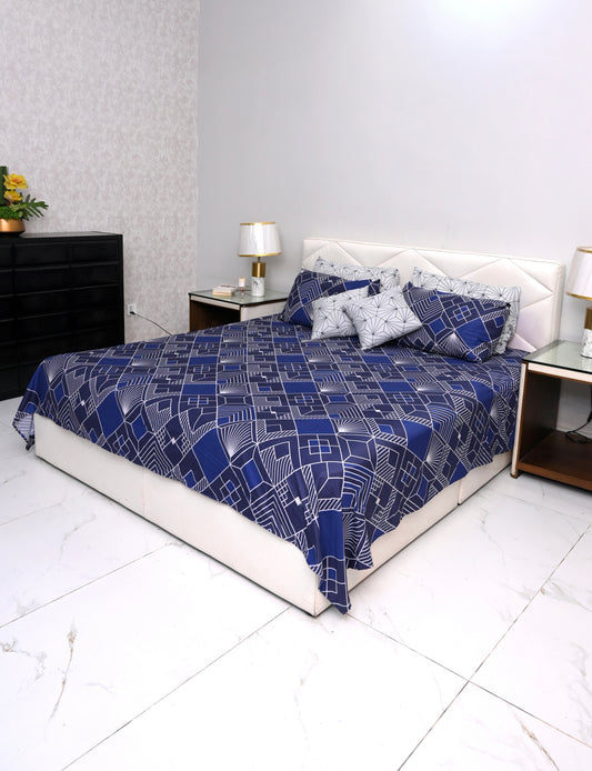 Geometric Stripes Printed Bedsheet Set