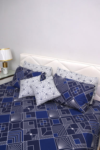 Geometric Stripes Printed Bedsheet Set