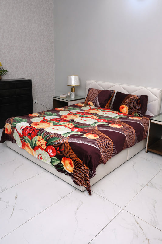 Mocha Rose - 200 GSM fleece bedsheet