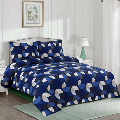 Geometric Navy Printed Bedsheet