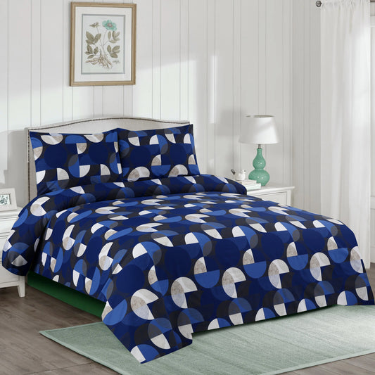 Geometric Navy Printed Bedsheet