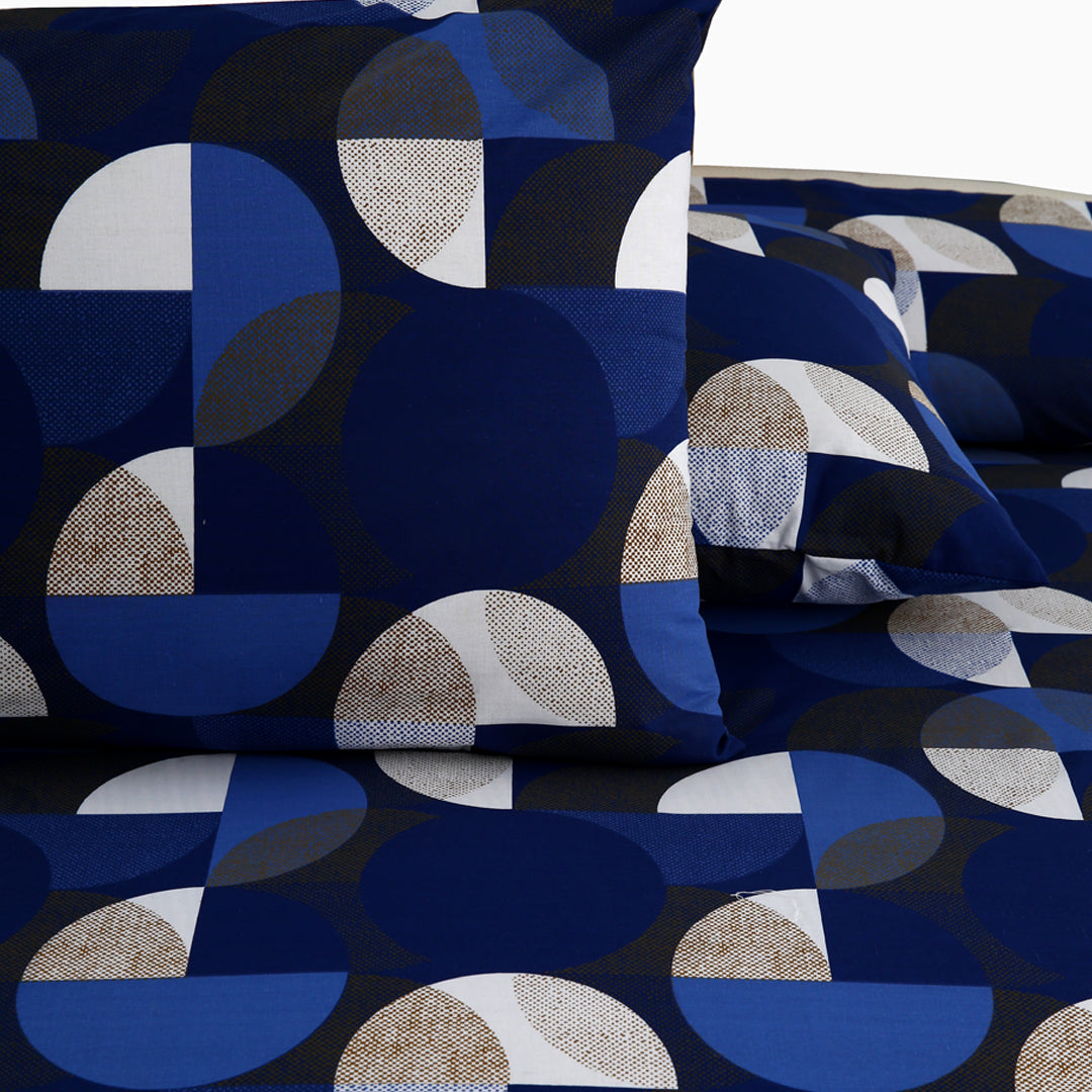 Geometric Navy Printed Bedsheet