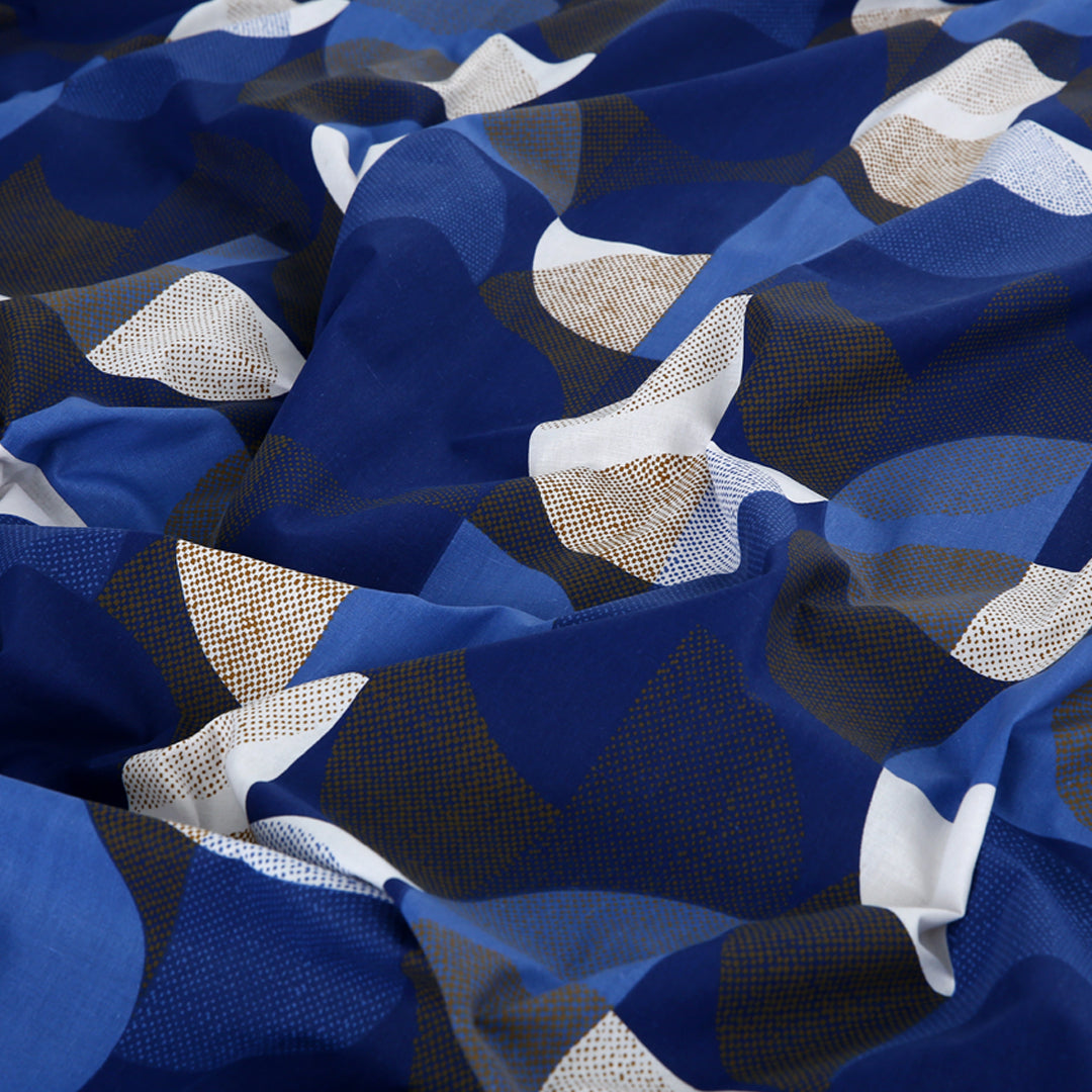 Geometric Navy Printed Bedsheet