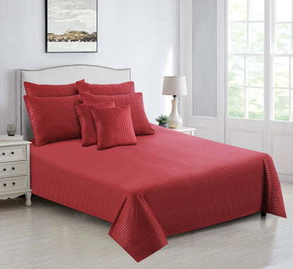 Polyester Red Satin Stripe Bedsheet