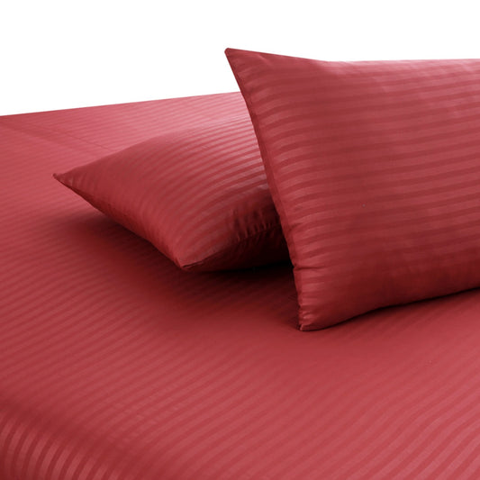 Polyester Red Satin Stripe Bedsheet