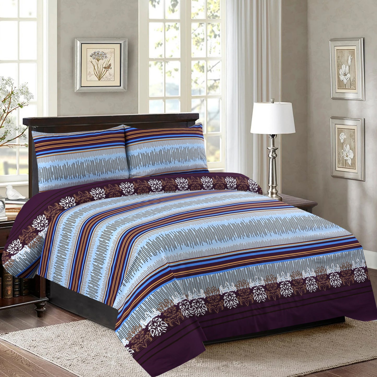 Twilight Stripes Printed Bedsheet