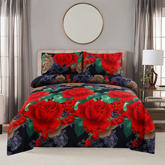 Ruby Roses Printed Bedsheet