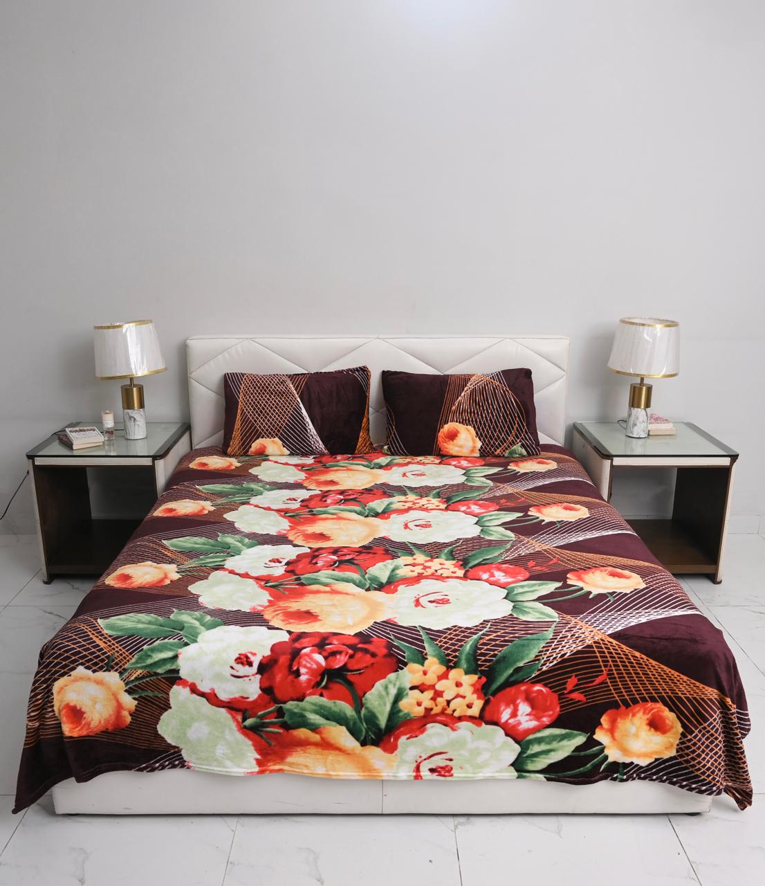 Mocha Rose - 200 GSM fleece bedsheet