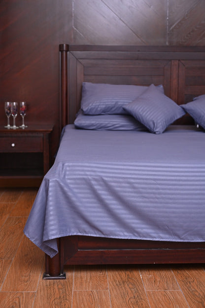 Polyester Denim Satin Stripe Bedsheet