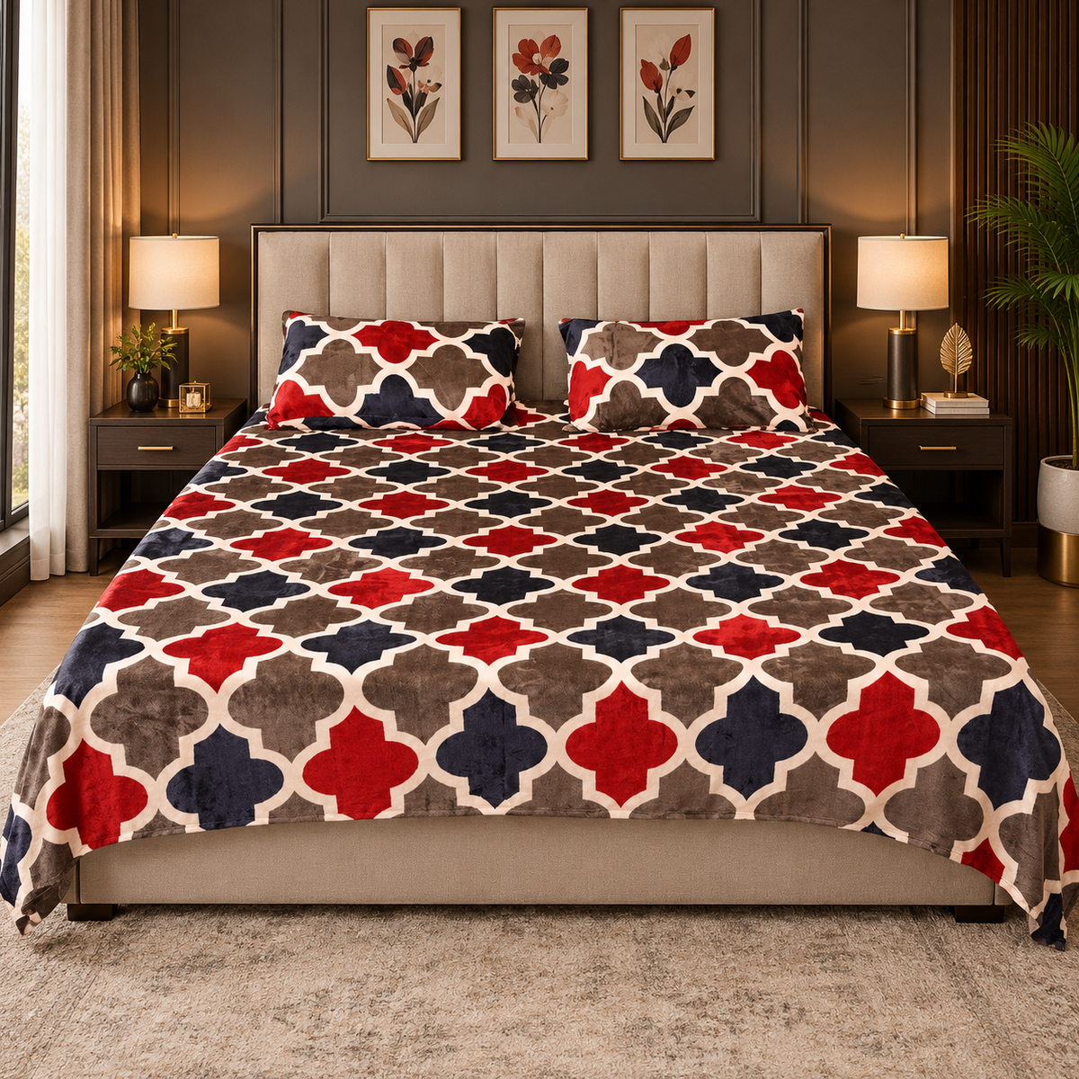 Mosaic Geometric – 200 GSM Fleece Bedsheet