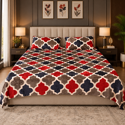 Mosaic Geometric – 200 GSM Fleece Bedsheet