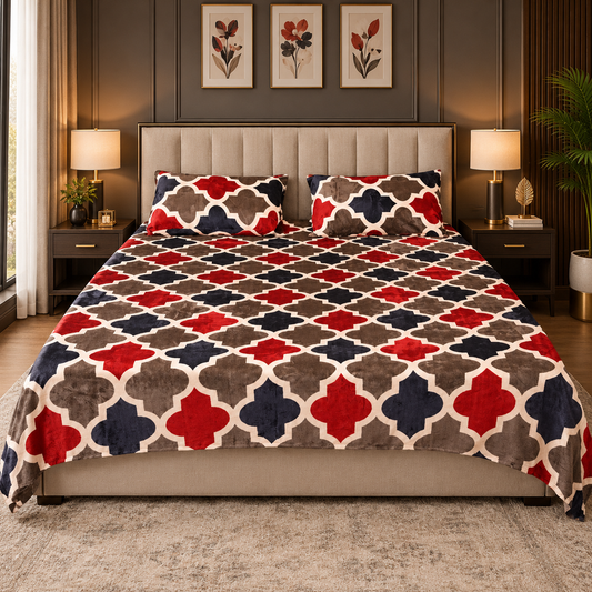 Mosaic Geometric – 200 GSM Fleece Bedsheet