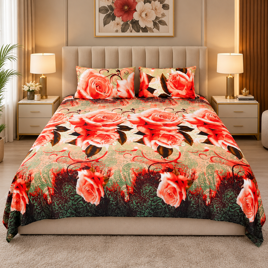 Crimson Rose - 200 GSM fleece bedsheet
