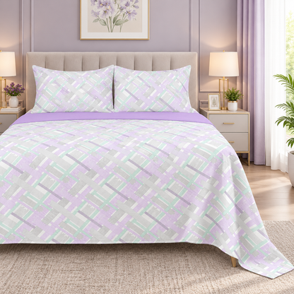 Pastel Weave fleece bedsheet set - Cotton Candy