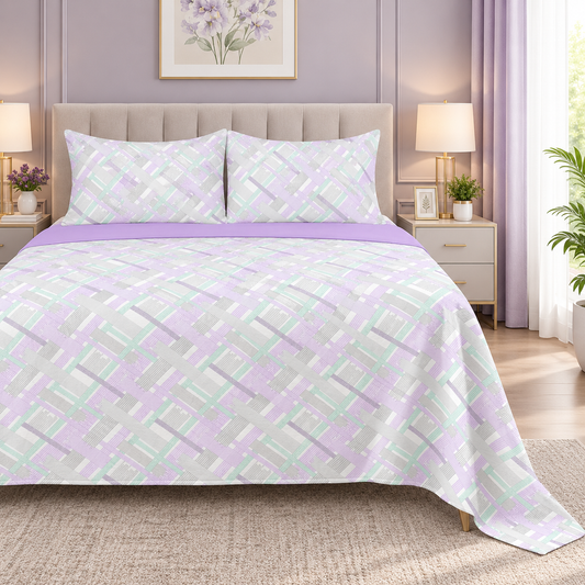 Pastel Weave fleece bedsheet set - Cotton Candy