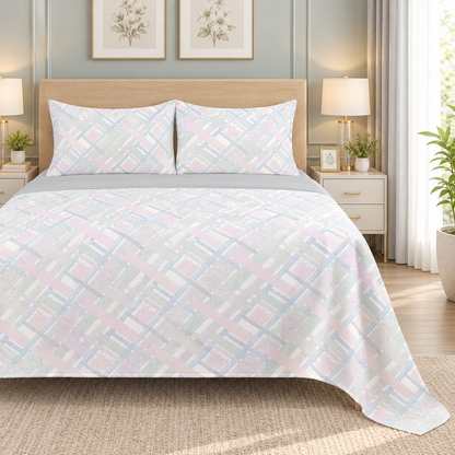 Pastel Weave fleece bedsheet set - Grey