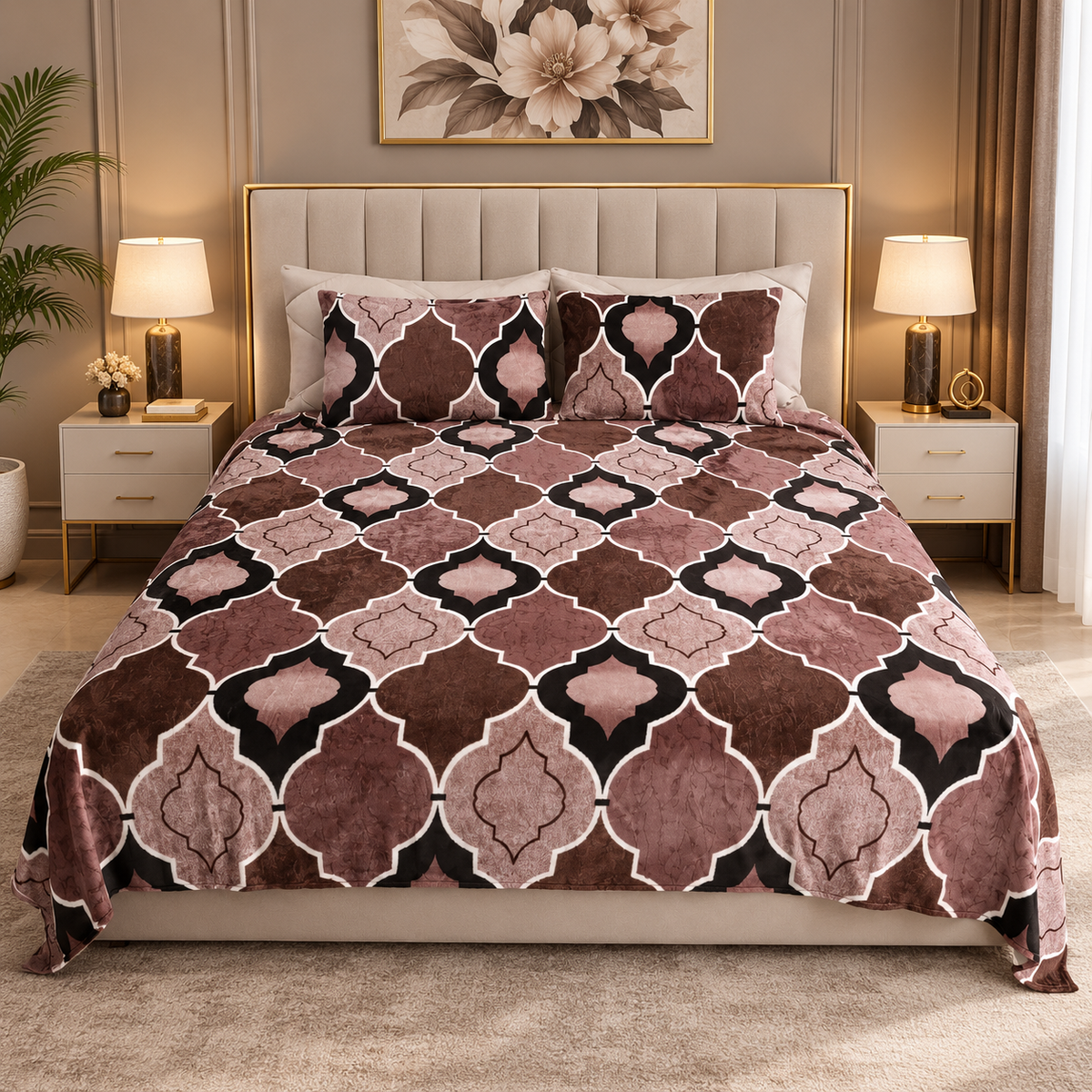 Royal Geometric - 200 GSM Fleece Bedsheet