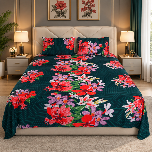 Emerald Geometric - 200 GSM fleece bedsheet