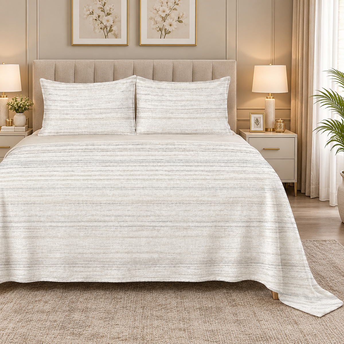 Breva Fleece Bedsheet - Beige