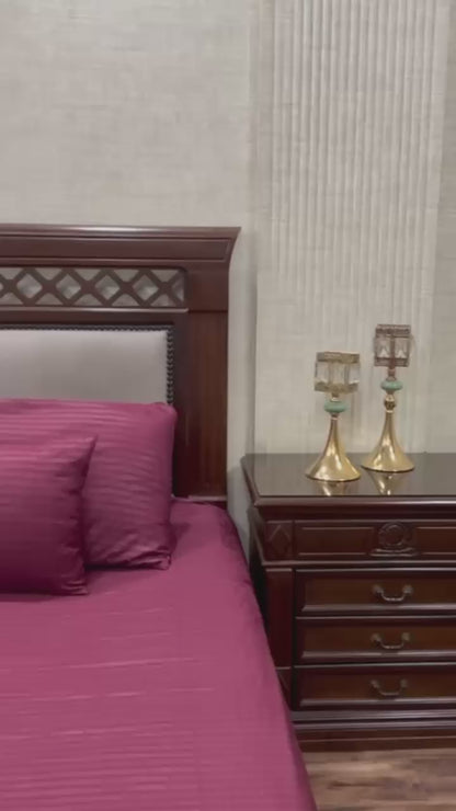 Polyester Red Satin Stripe Bedsheet