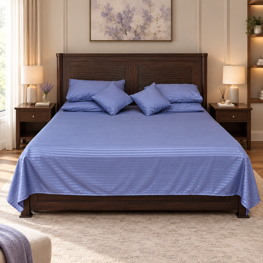 Polyester Denim Satin Stripe Bedsheet
