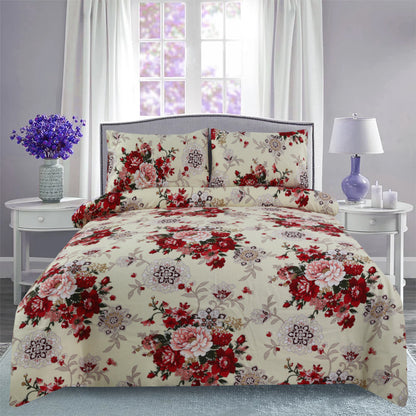 Cream Floral Printed Bedsheet