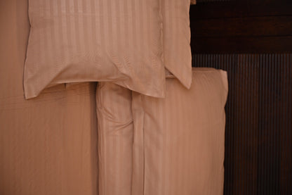 Polyester Beige Satin Stripe bedsheet