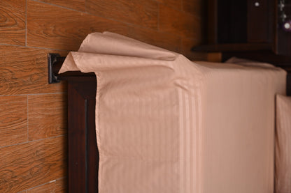 Polyester Beige Satin Stripe bedsheet