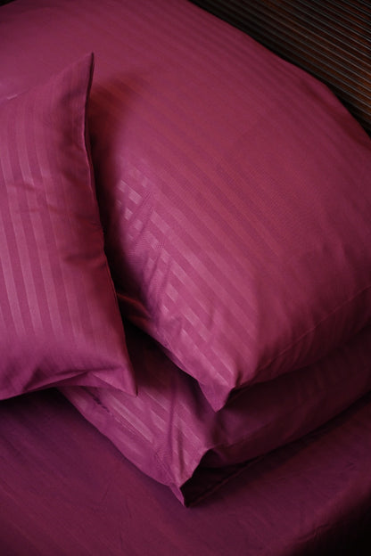 Polyester Velvet Plum Satin Stripe bedsheet